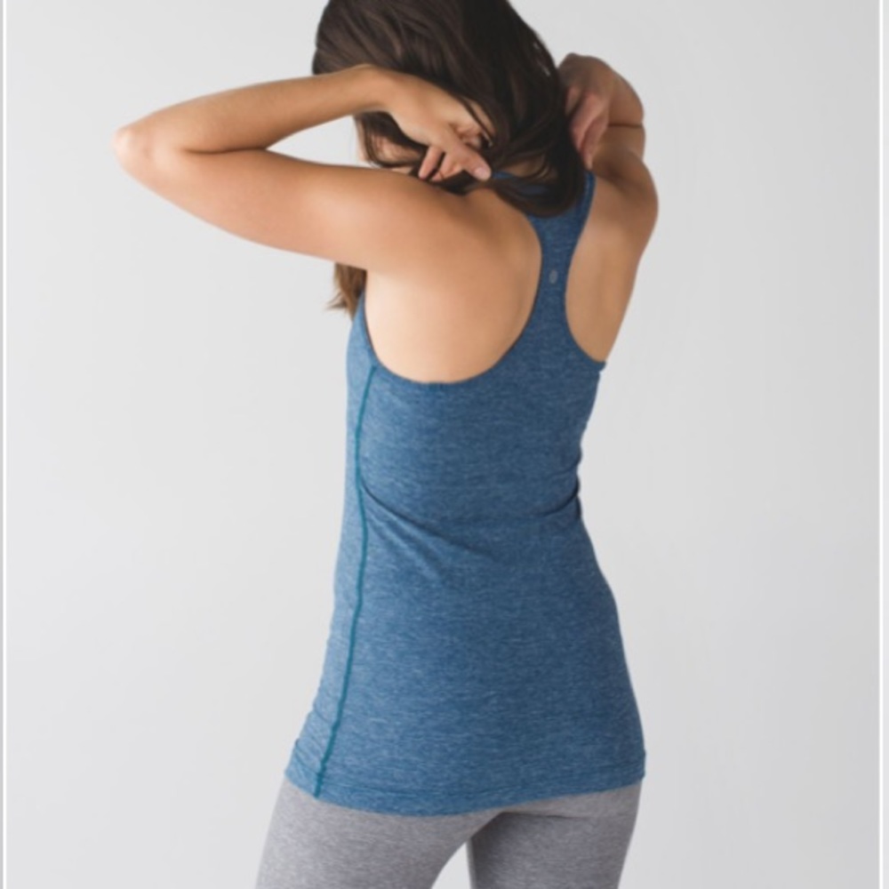 Lululemon CRB Cool Racerback Tank Top in Heathered Poseidon Blue - Sz. 2 - Picture 5 of 9